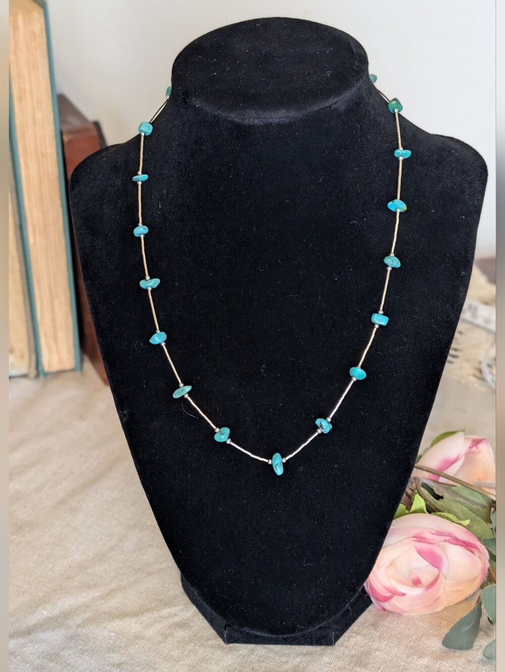 Vintage JTV Southwest Style Sterling Silver Liquid Silver Turquoise Nugget